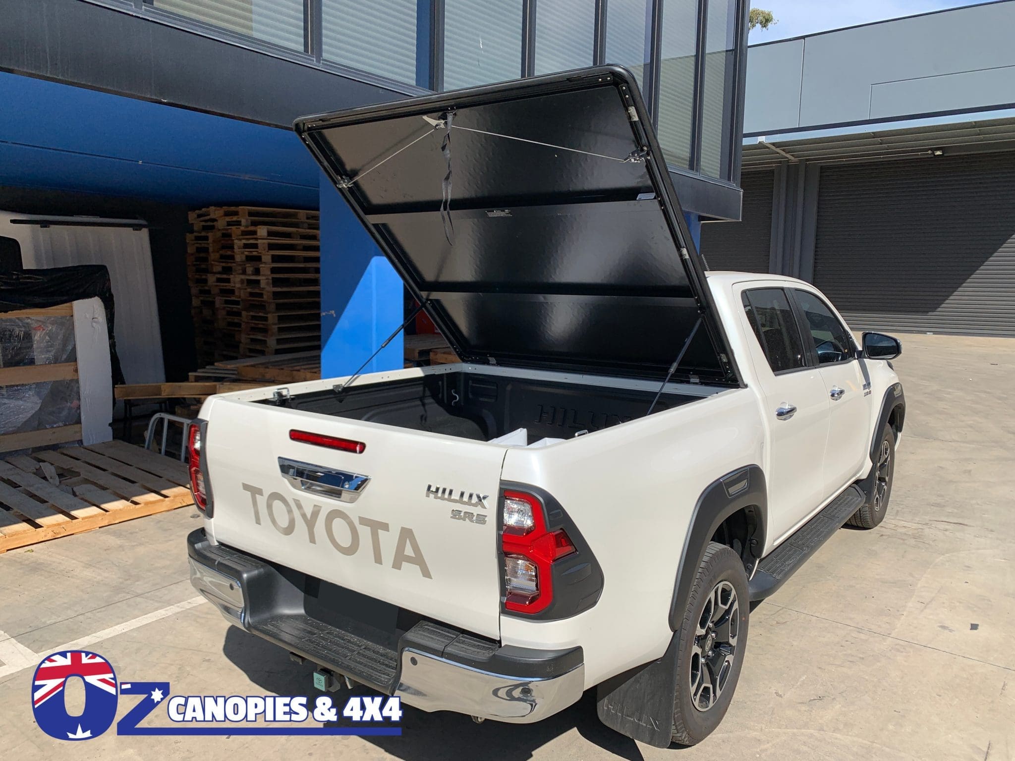 Hilux Revo SR5 A Deck 2015 to Current Aluminium Hard Lid Tonneau Cover EGR Load Shield Matte Black
