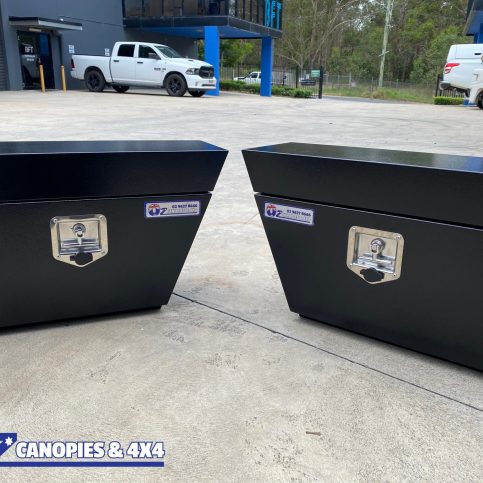 PAIR Under Tray Black Steel Angled Right / Left Hand Side Tool Box 650x420x220