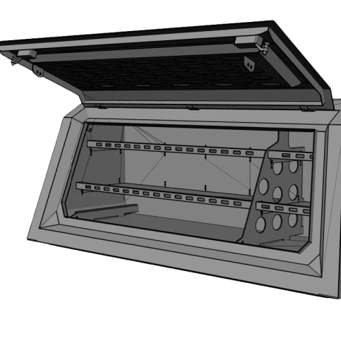 Steel Tub Canopy Storage Unit Passenger Side With Two Shelves